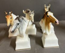Five Royal Worcester porcelain horse heads figurines H12cm