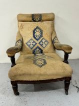 A Howard style open upholstered armchair H 84cm x D 84cm x W 66cm