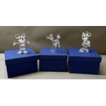 Three Swarovski crystal Disney showcase figures, Bambi and Mickey and Minnie Mouse