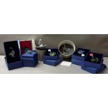 A selection of Swarovski crystal ornaments to include paperweights and ducks
