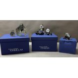 A selection of Swarovski crystal society figures from The Endangered Wildlife series to include