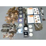 A lare selection of Great British and United Kingdom coins to include: Crowns, halfpennies, three