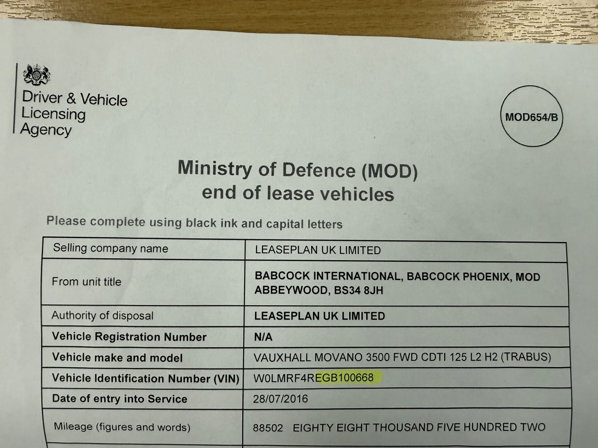 2016 Vauxhall Movano 3500 FWD CDTI Van, - Image 43 of 44