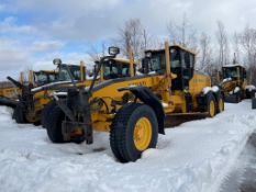 VOLVO G970 MOTOR GRADER, 14 FT MOLDBOARD W RIPPING BLADE, 12 FT CABLE WING, FRONT HITCH, 8,570 HRS,
